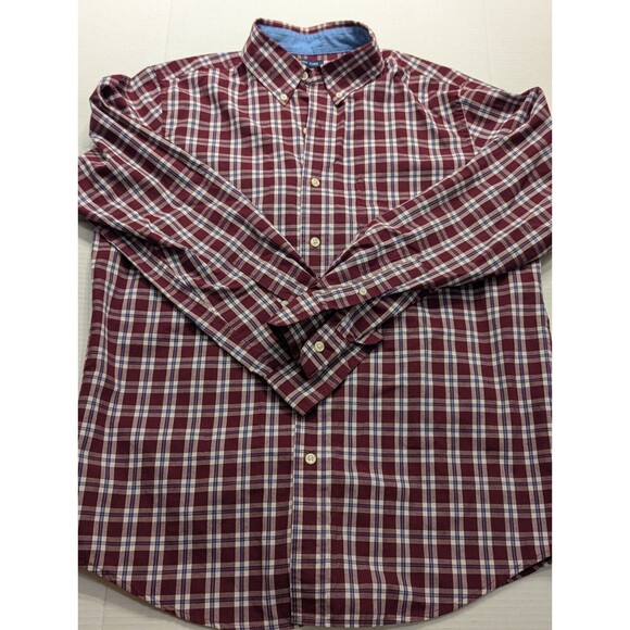 Chaps Easy Care Size M Mens red  Plaid Long Sleeve Button Down Collar Shirt - Picture 4 of 6